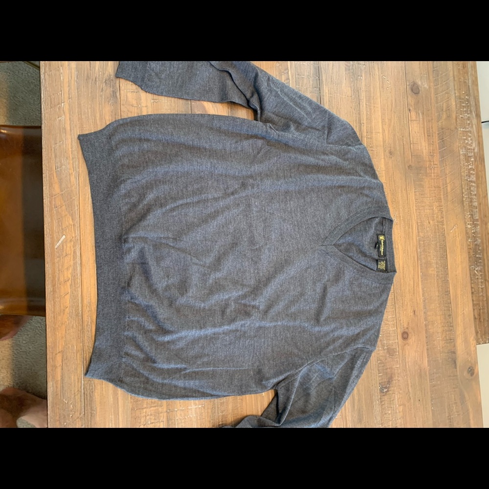Men’s V-neck sweater merino wool XL